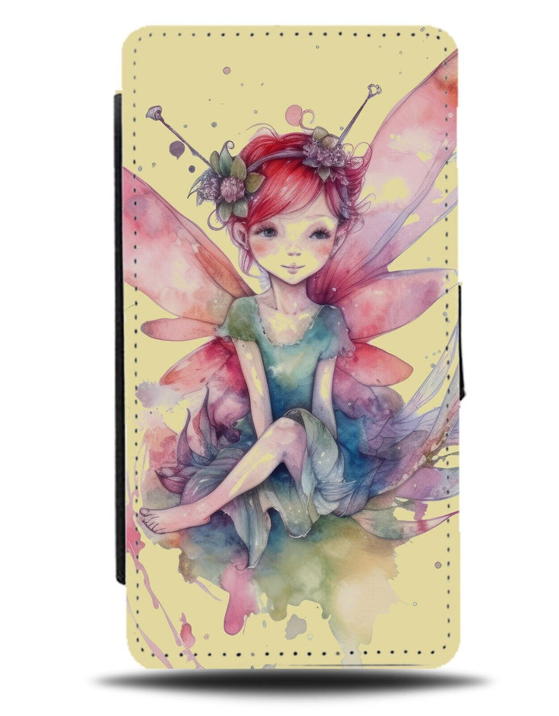 Pink Haired Gothic Fairy Flip Wallet Case Goth Wings Gothic Artwork Art BE55