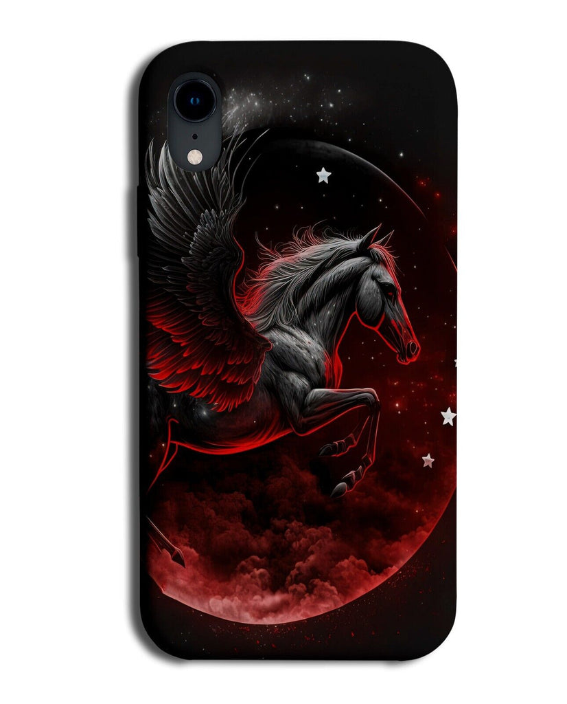 Black and Red Pegasus Horse Phone Case Cover Pegasus's Wings Flying Sky Q826B