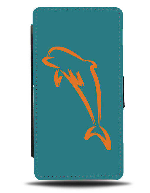 Green & Orange Dolphin Flip Cover Wallet Phone Case Colour Dolphins Shape si309