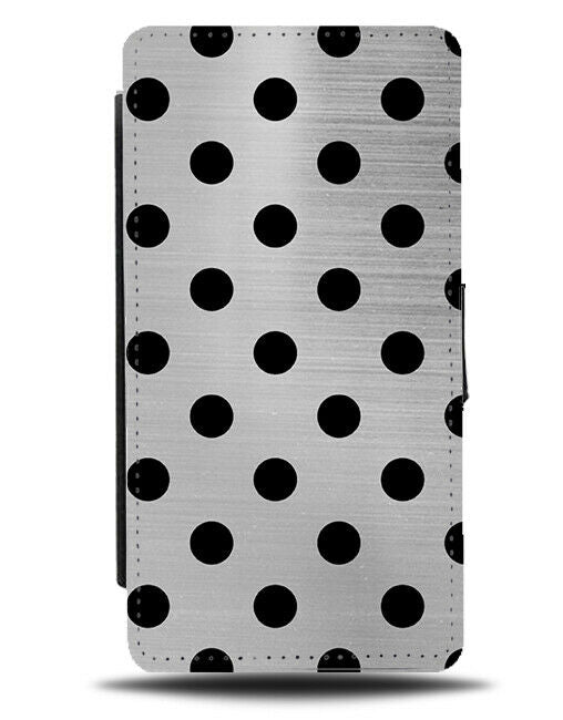 Silver and Black Spotted Flip Cover Wallet Phone Case Dots Spotty Spots i502