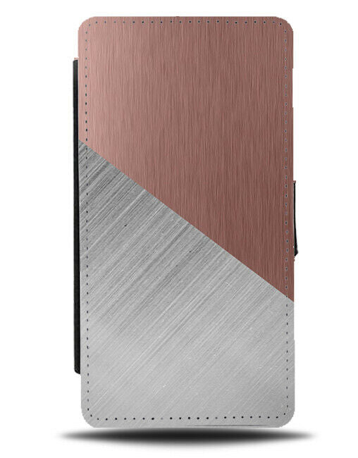 Rose Gold and Silver Flip Cover Wallet Phone Case Design Diagonal Strip i382