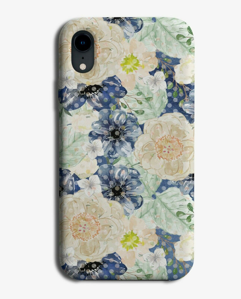 Floral Painting Phone Case Cover Oil Painting Blue Flowers Peach Roses E882