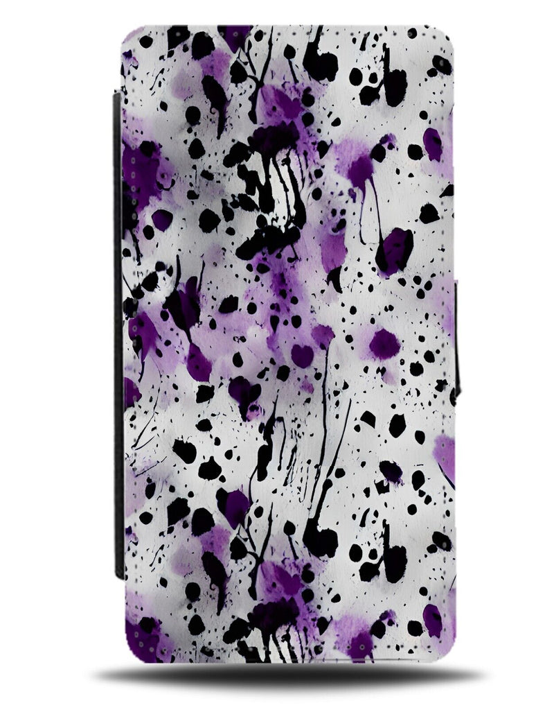 Purple Paint Splats Flip Wallet Case Splatters Splat White Marks Graffiti CJ89