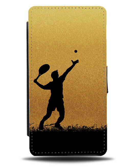 Tennis Flip Cover Wallet Phone Case Player Racket Ball Gift Gold Golden i604