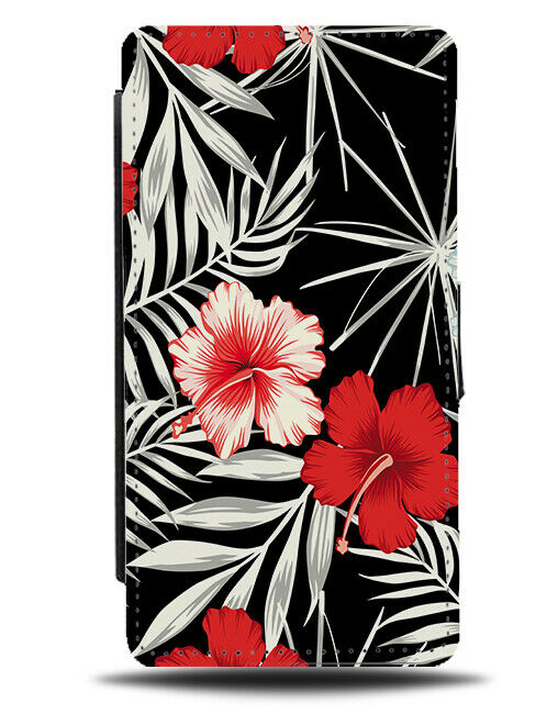 Black And Red Tulip Flowers Flip Wallet Case Tulips Floral Flower Jungles F695