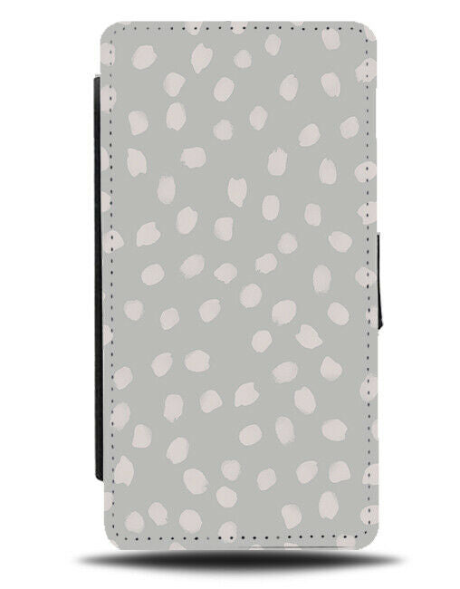 Grey Polka Dotted Flip Wallet Case Dots Spots Animal Dotty Spotty F115
