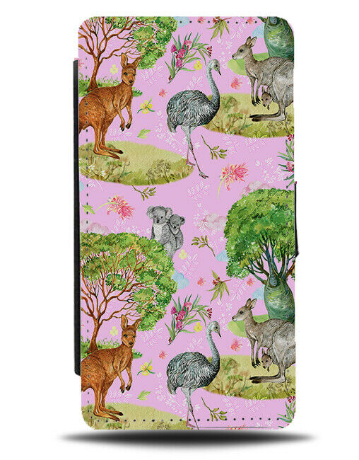 Neon Pink Australian Wildlife Flip Wallet Case Wild Animal Nature Emu E817