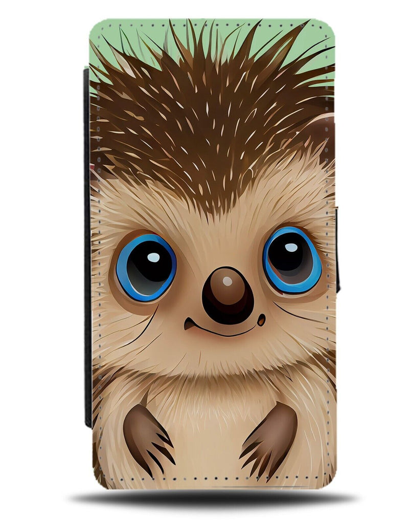 Cartoon Hedgehog Flip Wallet Case Big Blue Eyes Eye Hedgehogs Kids Animal AF66