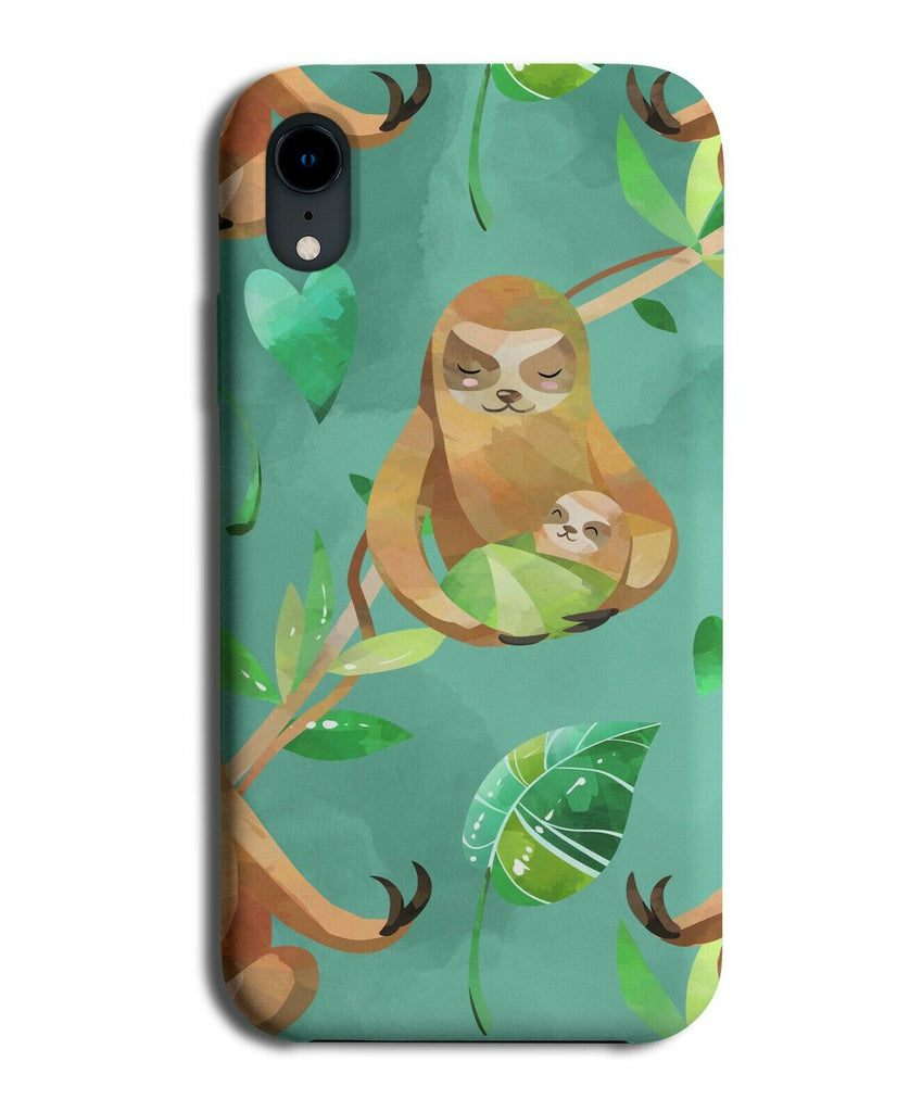 Turquoise Green Sloths Phone Case Cover Sloth In Tree Branches Leaves G135