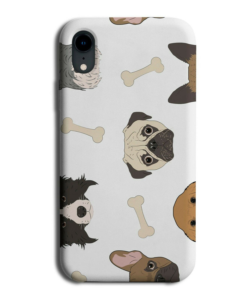 Dog Faces Pattern Print Phone Case Cover Dogs Face Bones Pet Funny E731