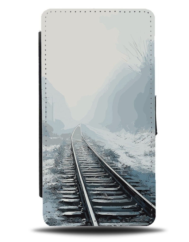 Empty Railway Tracks Flip Wallet Case Track Train Trains Traintracks Snow DG23