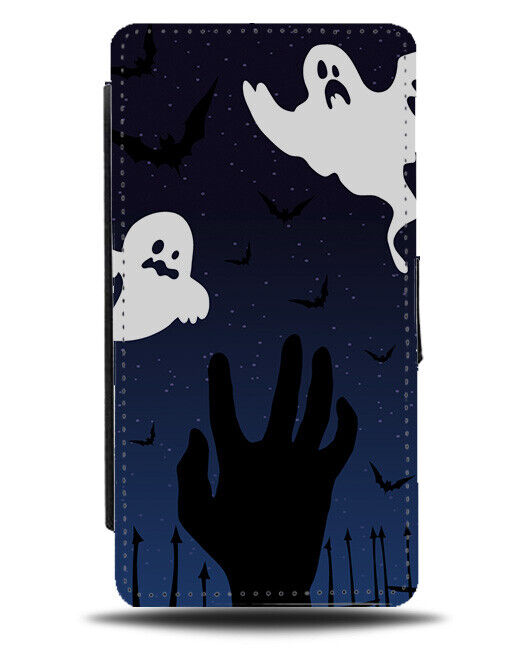 Zombie Hand Out Of The Ground Silhouette Flip Wallet Case Zombies Scary J016