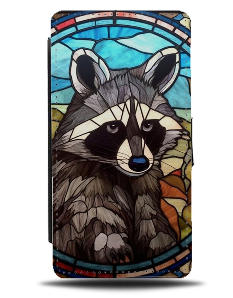 Raccoon Stained Glass Window Design Flip Wallet Case Raccoons Racoon Face DF52