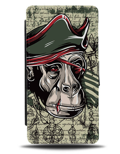 Pirate Monkey Face Flip Wallet Phone Case Chimp Head Pirates Captain Old E226