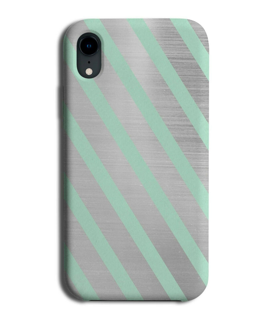 Silver & Mint Green Striped Phone Case Cover Stripey Pastel Light Pale i831