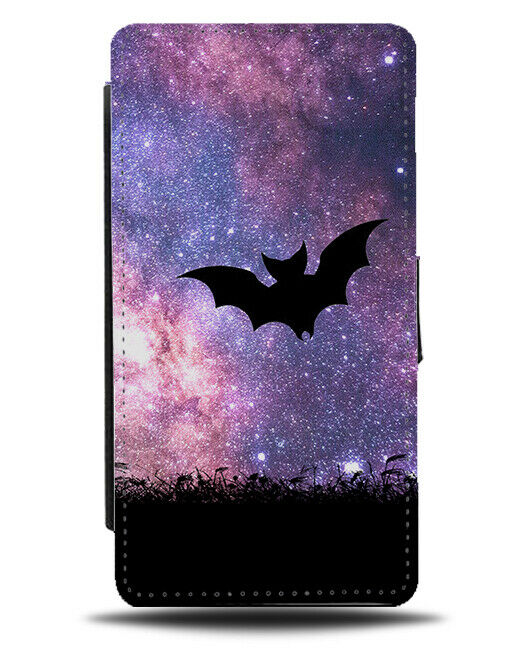 Bats Silhouette Flip Cover Wallet Phone Case Bat Space Stars Night Sky i167