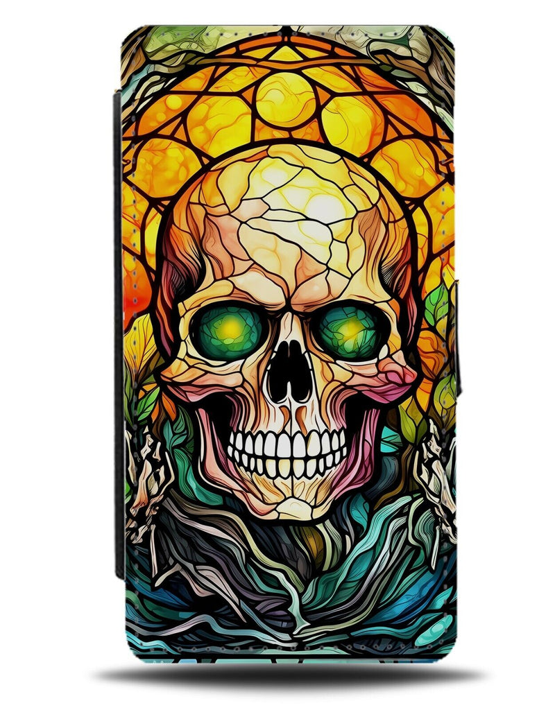 Skeleton Demon Stained Glass Window Picture Flip Wallet Case Pattern Skull CQ51