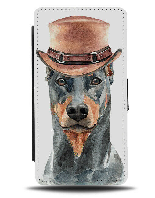 Doberman Flip Wallet Phone Case Dog Western Hat Fashion Style Dober Man K545