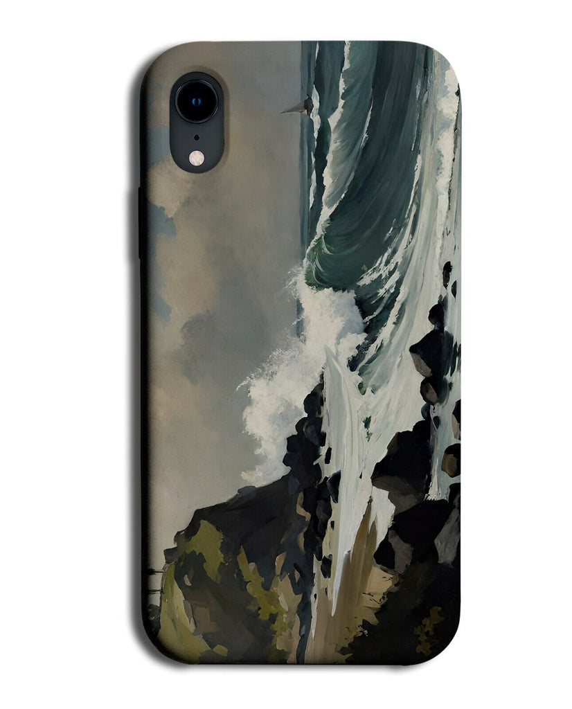 Sea Waves Crashing Against The Rocks Oil Painting Phone Case Cover Ocean CX89