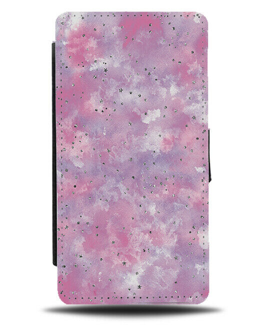 Pink and Silver Star Design Flip Wallet Case Stars Starry Space Cloudy Girl F960