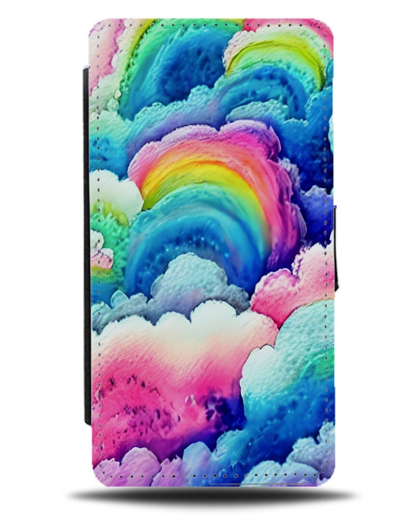 Abstract Rainbow Cloud Oil Painting Print Flip Wallet Case Clouds Colourful CB03