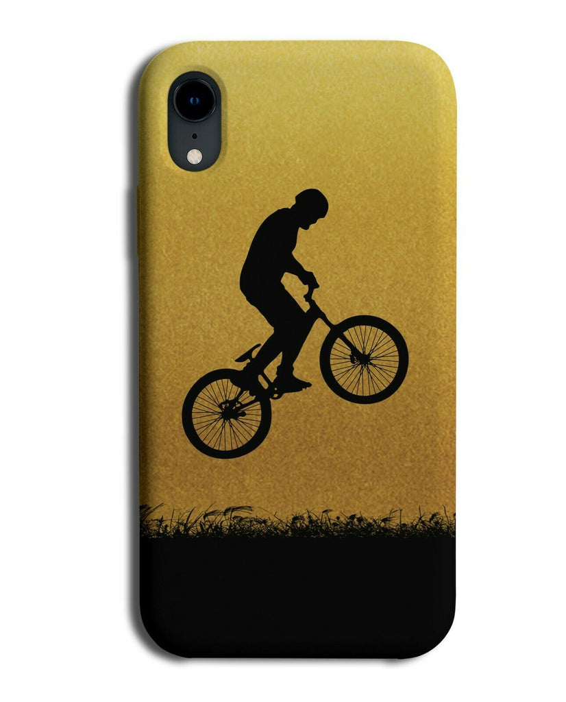 BMX Silhouette Phone Case Cover BMXer Bike Wheels Gold Golden Coloured i586