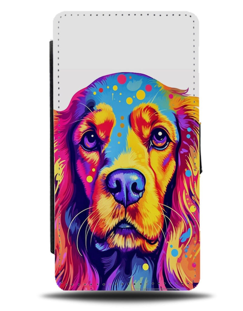Colourful American Cocker Spaniel Dog Flip Wallet Case Splash Effect Paint CQ41