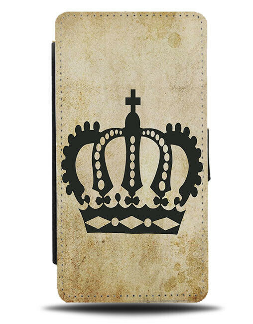Vintage Crown Flip Cover Wallet Phone Case Queen Princess Royal Tiara Print D756