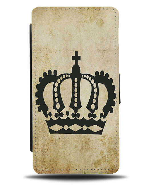 Vintage Crown Flip Cover Wallet Phone Case Queen Princess Royal Tiara Print D756
