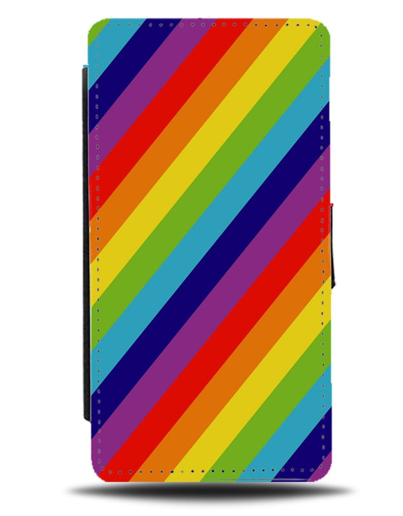 Children's Colourful Rainbow Flip Wallet Case Stripes Rainbow Colours Kids AZ24