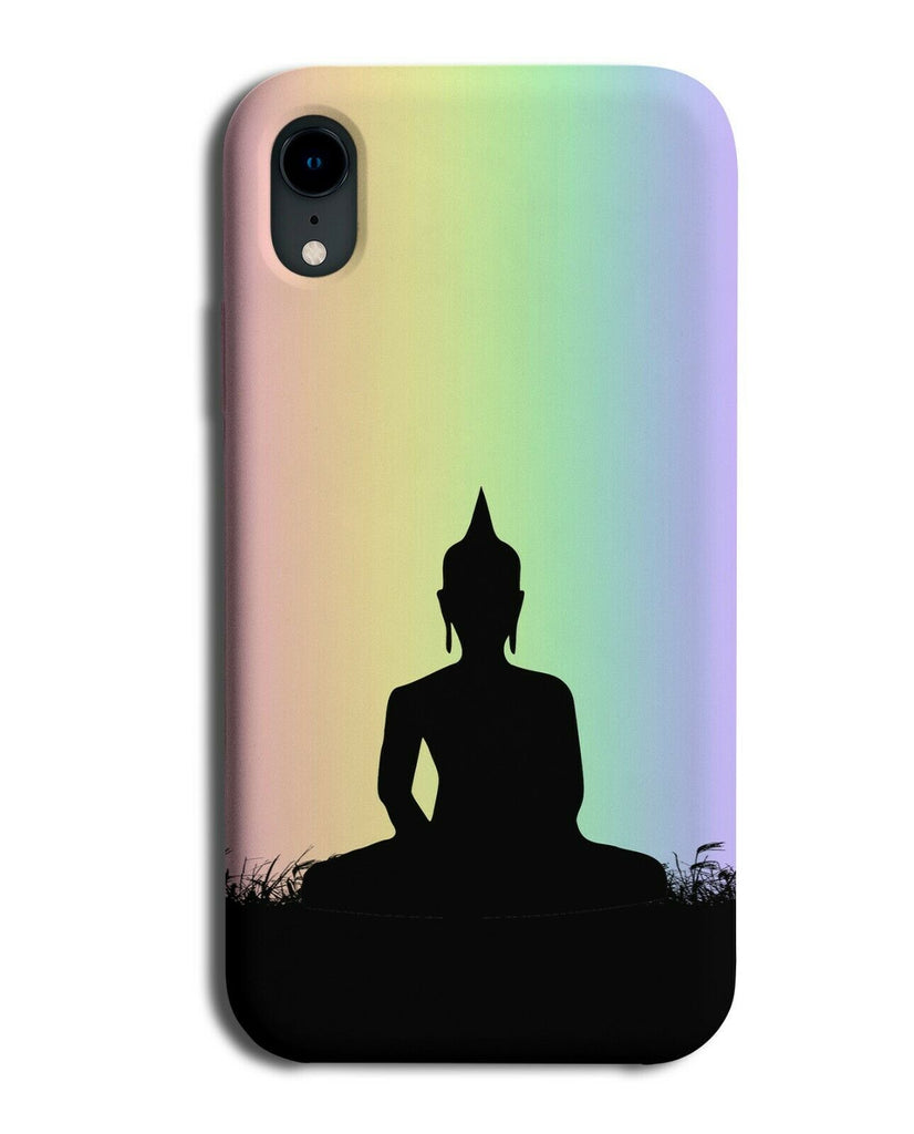 Buddha Silhouette Phone Case Cover Buddhist Statue Colourful Rainbow i650