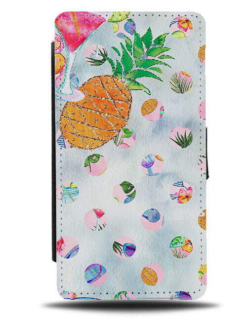 Tropical Coloured Polka Dot Flip Wallet Case Exotic Pineapple Pineapples G848