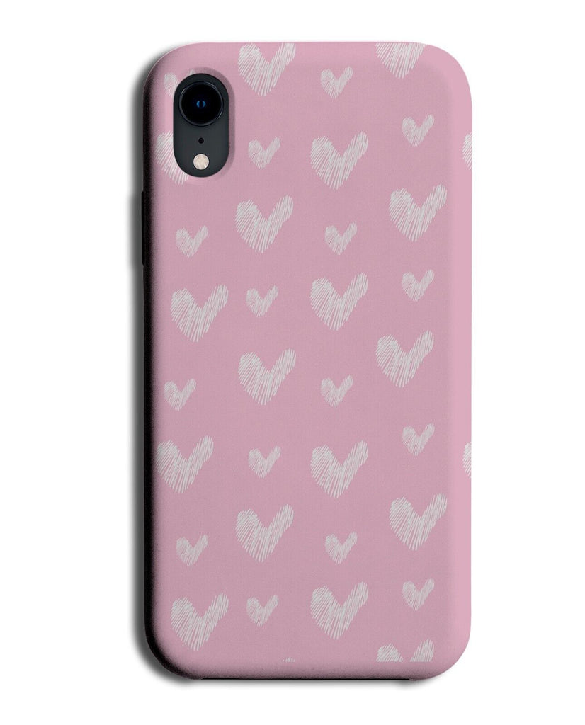 Baby Pink Lovehearts Phone Case Cover Love Hearts Shape Pale White Doodles CS18