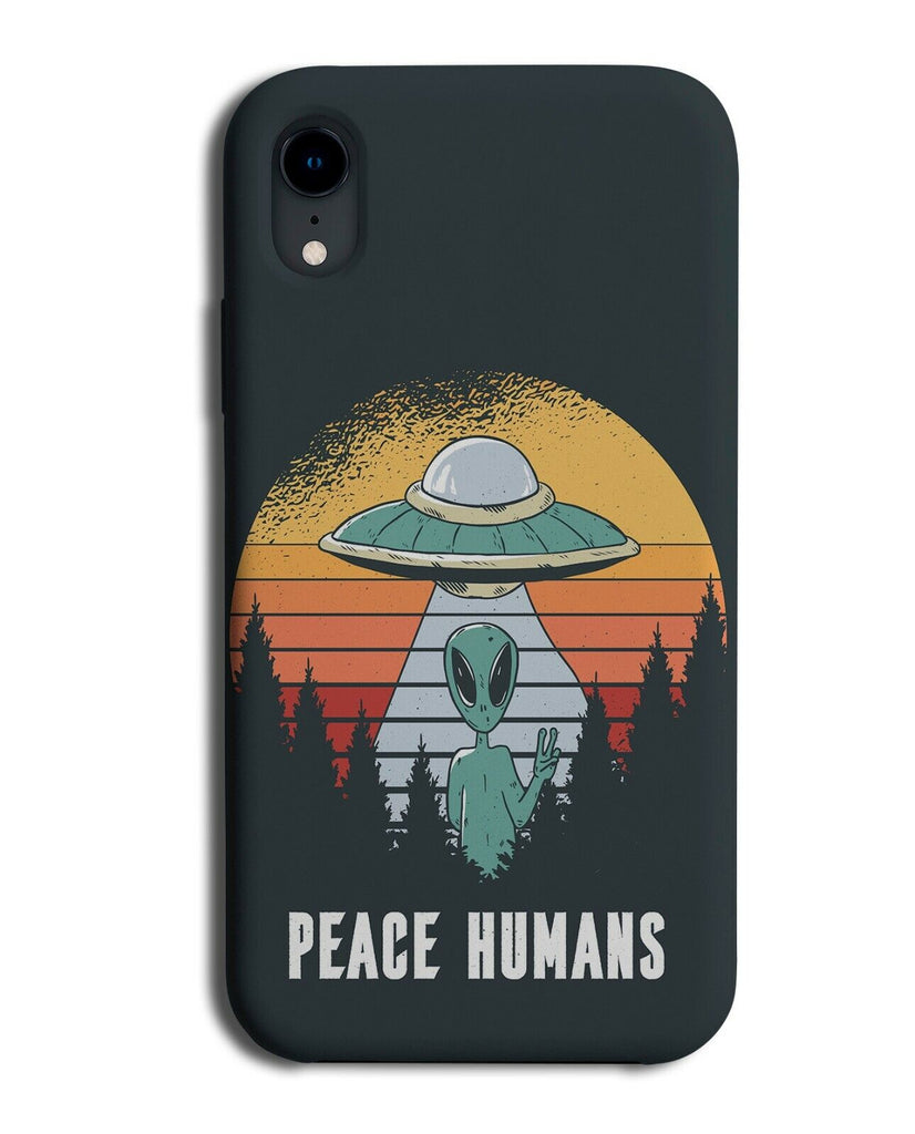Peace Humans Phone Case Cover Retro UFO Spaceship Abduction Cartoon Lights i930