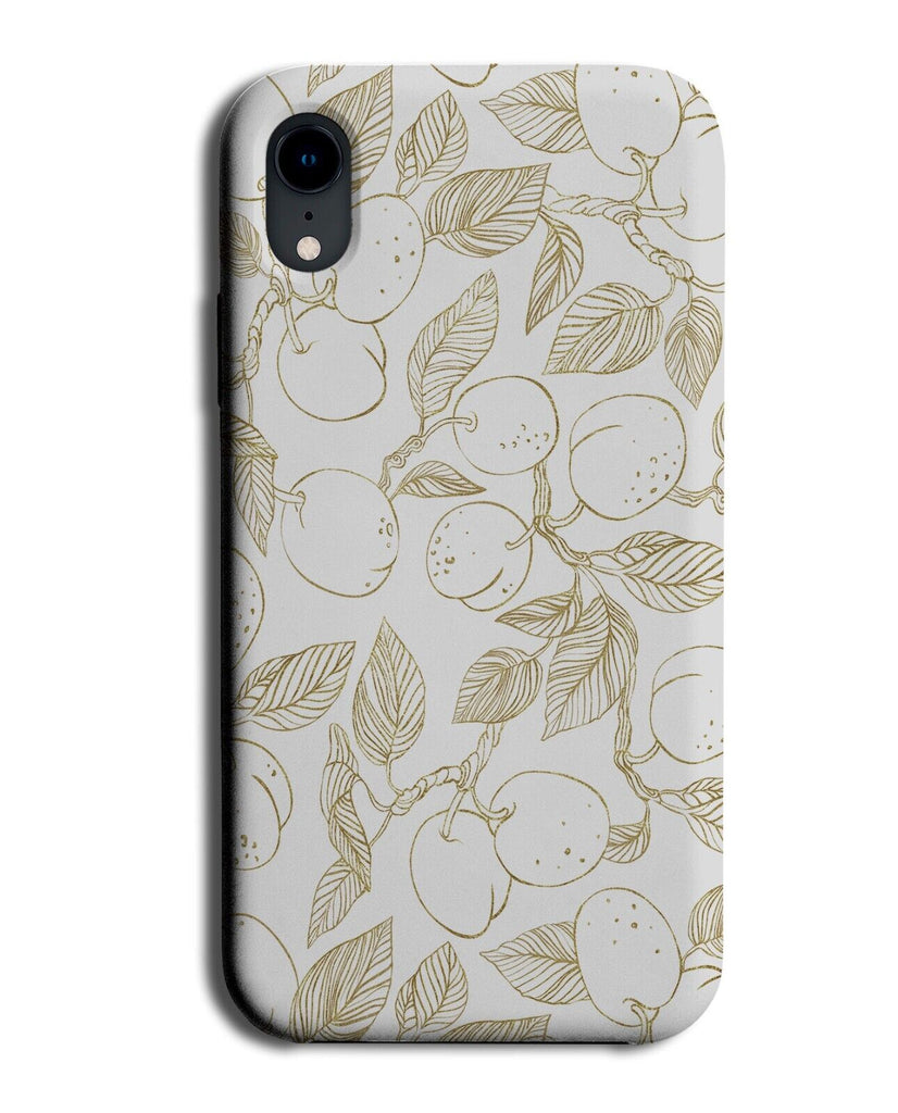 White and Gold Plums Phone Case Cover Plum Stencils Fruits Plumb Leafs BV93