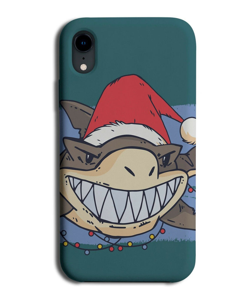 Christmas Angry Shark Phone Case Cover Funny Sharks Xmas Hat Teethy Grin K255