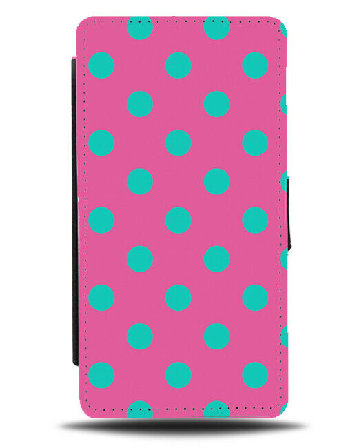 Hot Pink With Turquoise Green Polka Dots Flip Cover Wallet Phone Case Dot i566