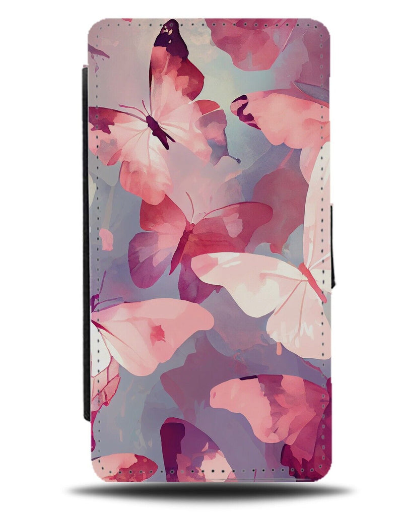 Pink Butterflies Flying Painting Flip Wallet Case Shades Of Pink Moths AF49