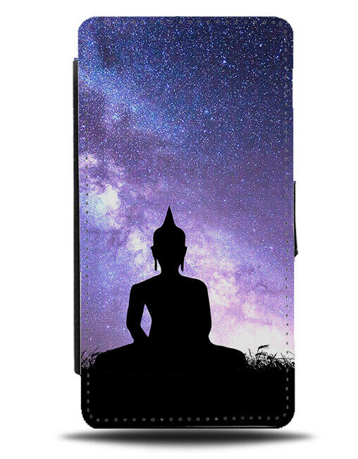 Buddha Silhouette Flip Cover Wallet Phone Case Buddhist Statue Galaxy Moon i734