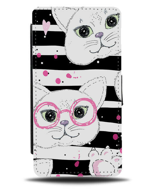 Retro 60s Cat Flip Wallet Case Cats Fancy Dress Funny LOL Kitten Face F451