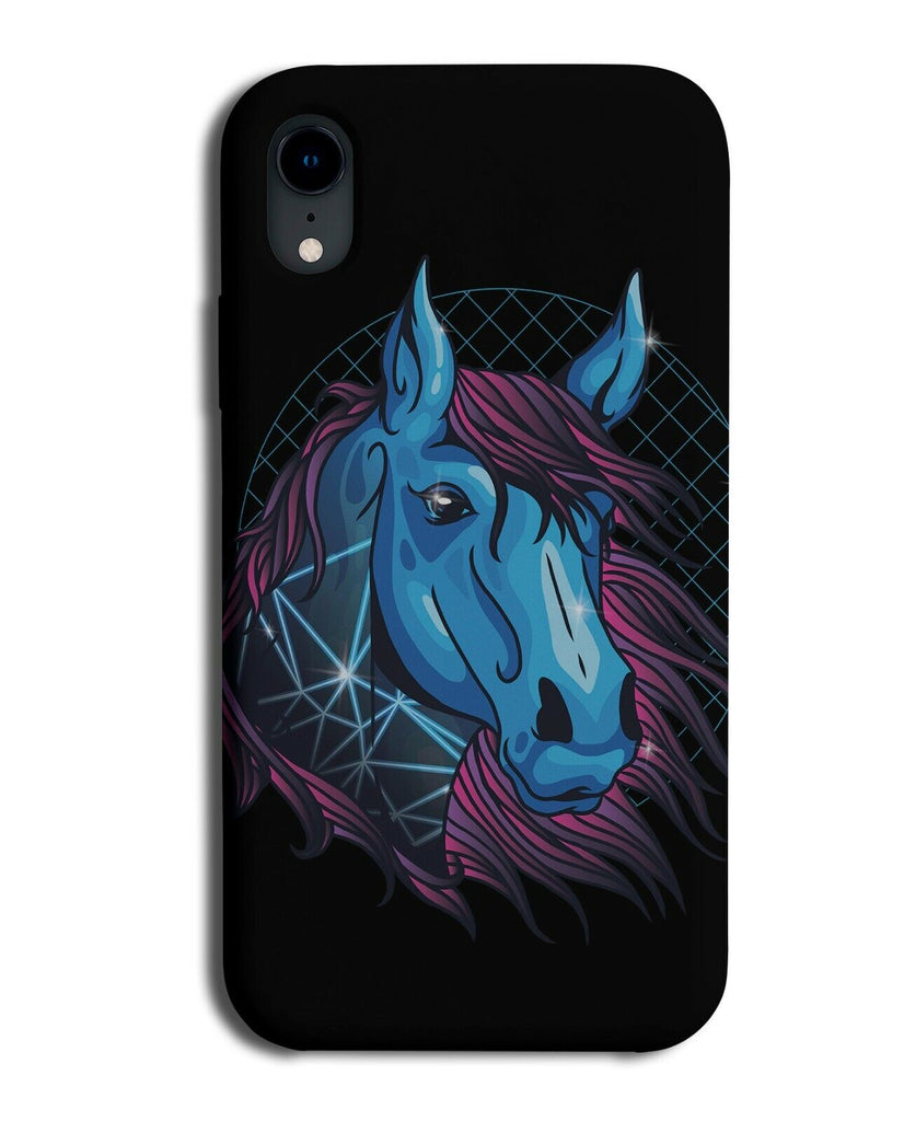 Neon Horse Face Phone Case Cover Colourful Blue Raver Party Horses Head J550