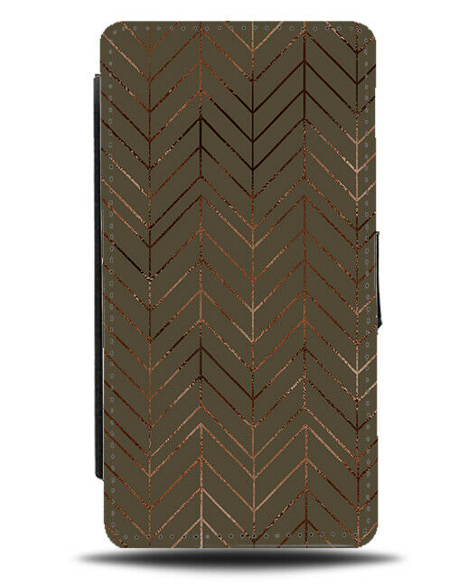 Bronze Coloured Geometric Pattern Flip Wallet Case Bronzed Bronzing Shades F863