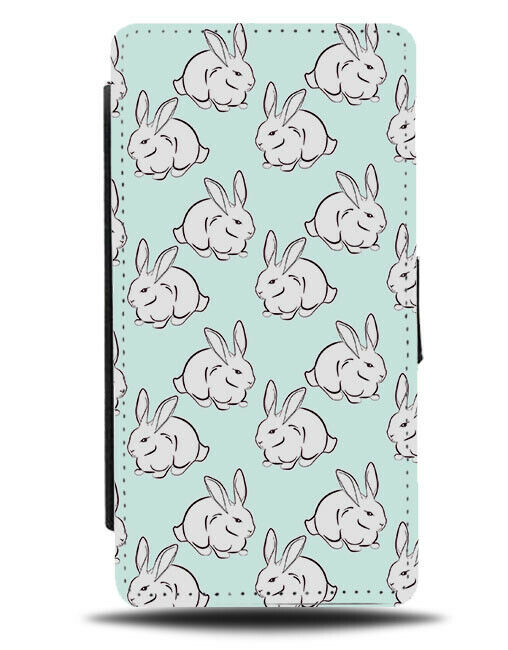 Cartoon Rabbits Flip Cover Wallet Phone Case Rabbit Kids Childrens Green C135