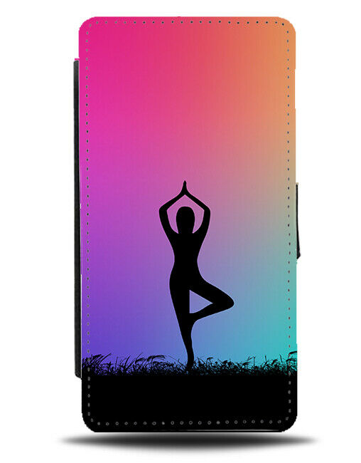 Yoga Flip Cover Wallet Phone Case Meditation Womens Multicoloured Girls i646
