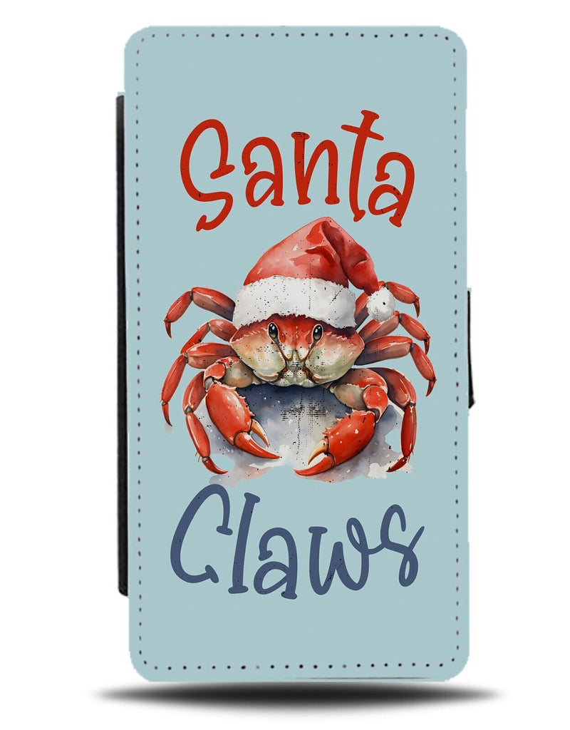 Funny Santa Claws Flip Wallet Case Crab Crabs Christmas Clause Xmas Seafood DC78