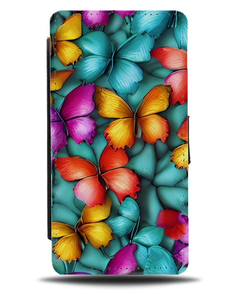 Colourful Butterflies Pattern Flip Wallet Case Design Butterfly Wings AG11