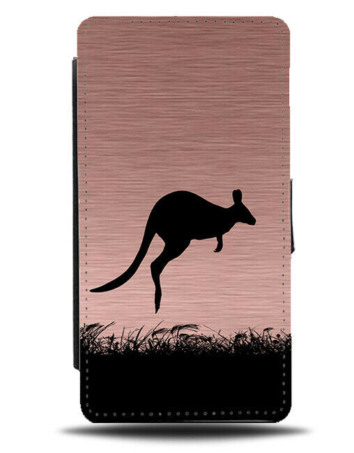 Kangaroo Silhouette Flip Cover Wallet Phone Case Kangaroos Rose Gold Colour i119