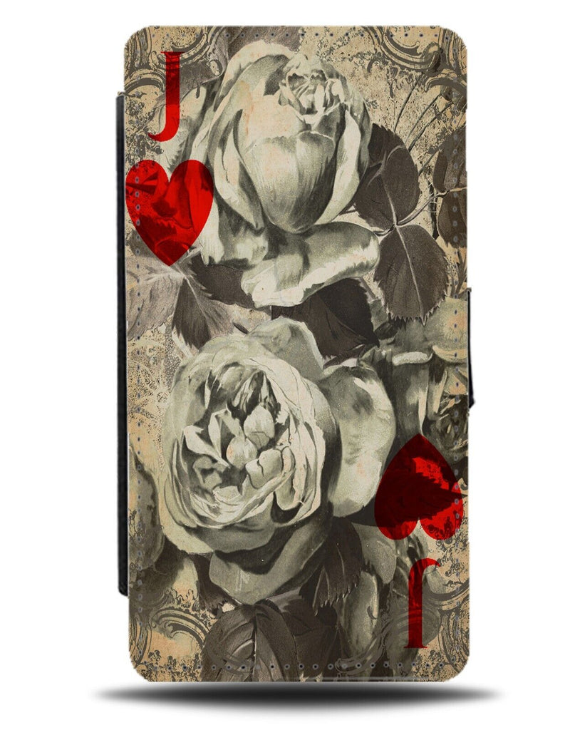 Old Gothic Roses Playing Card Flip Wallet Case Cards Pack Of Goth Style Red BC38