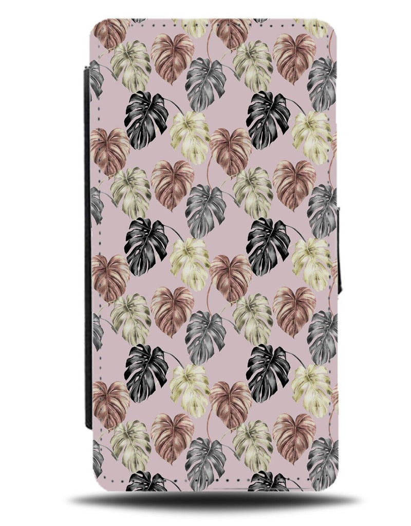 Rustic Palm Tree Pattern Flip Wallet Case Trees Dark Brown Grey Leaves Wild AC31