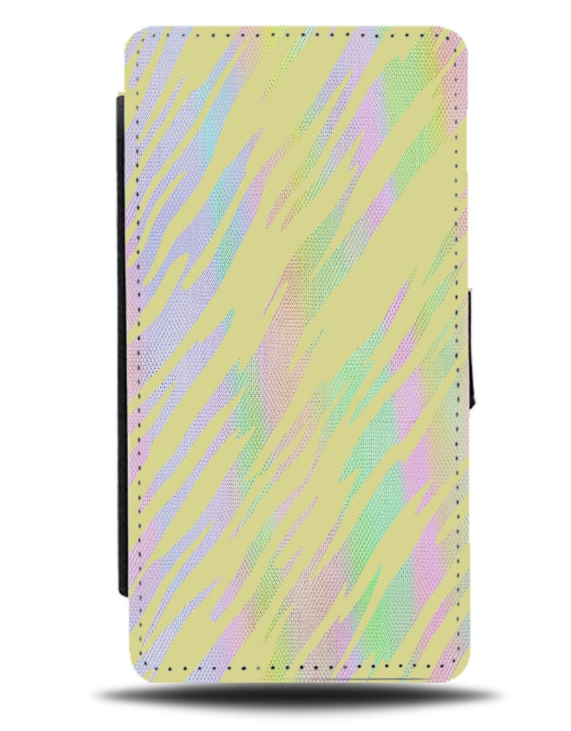 Pastel Yellow Iridescent Zebra Stripes Flip Wallet Case Zebras Skin Print DE59
